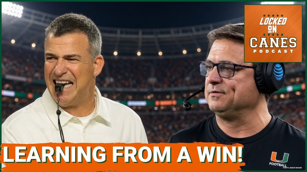 YouTube post by @LockedOnCanes for FanDuel. Caption reads: LESSONS: Miami Hurricanes LEARN in Wake Forest....
