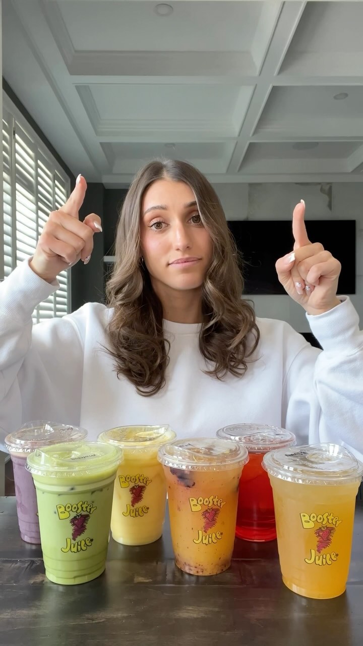 Instagram post by @kiss1023wpg for Booster Juice. Caption reads: Booster Juice introduced their NEW Booster Mix’rs....