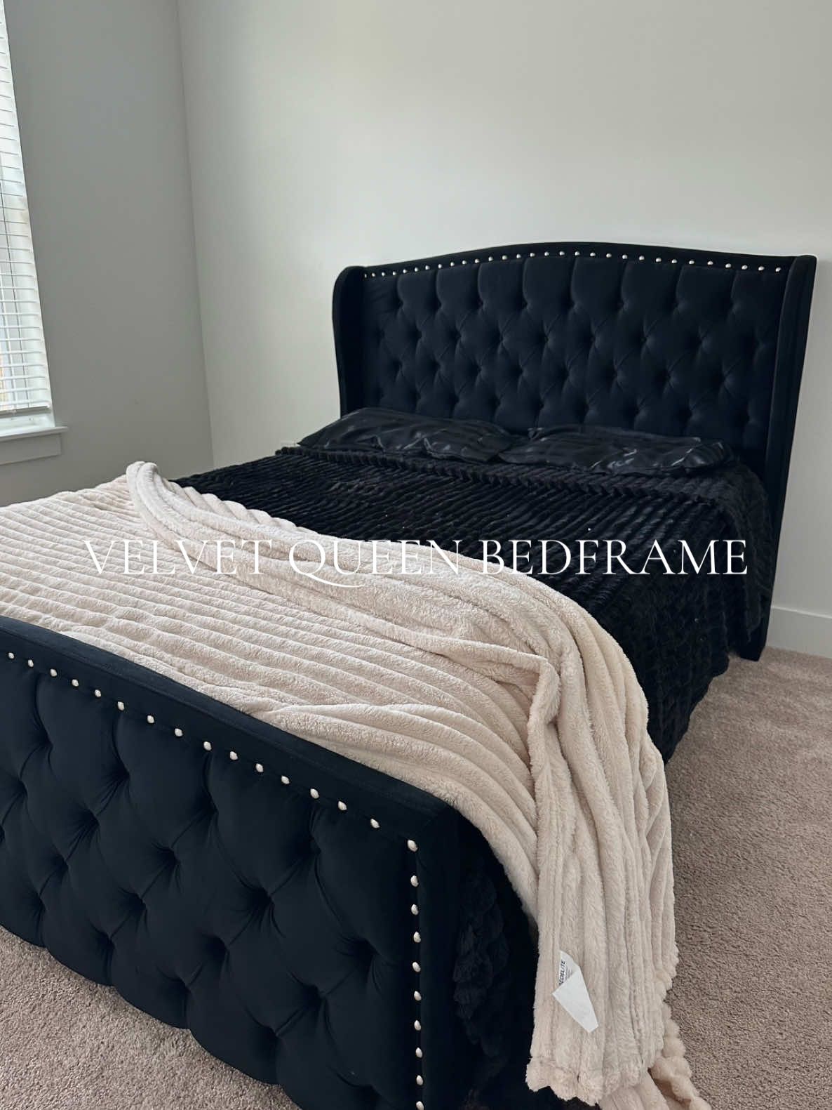 TikTok post by @itsci2times for Amerlife. Caption reads: love my new bed frame from @Amerlife 😍🖤....