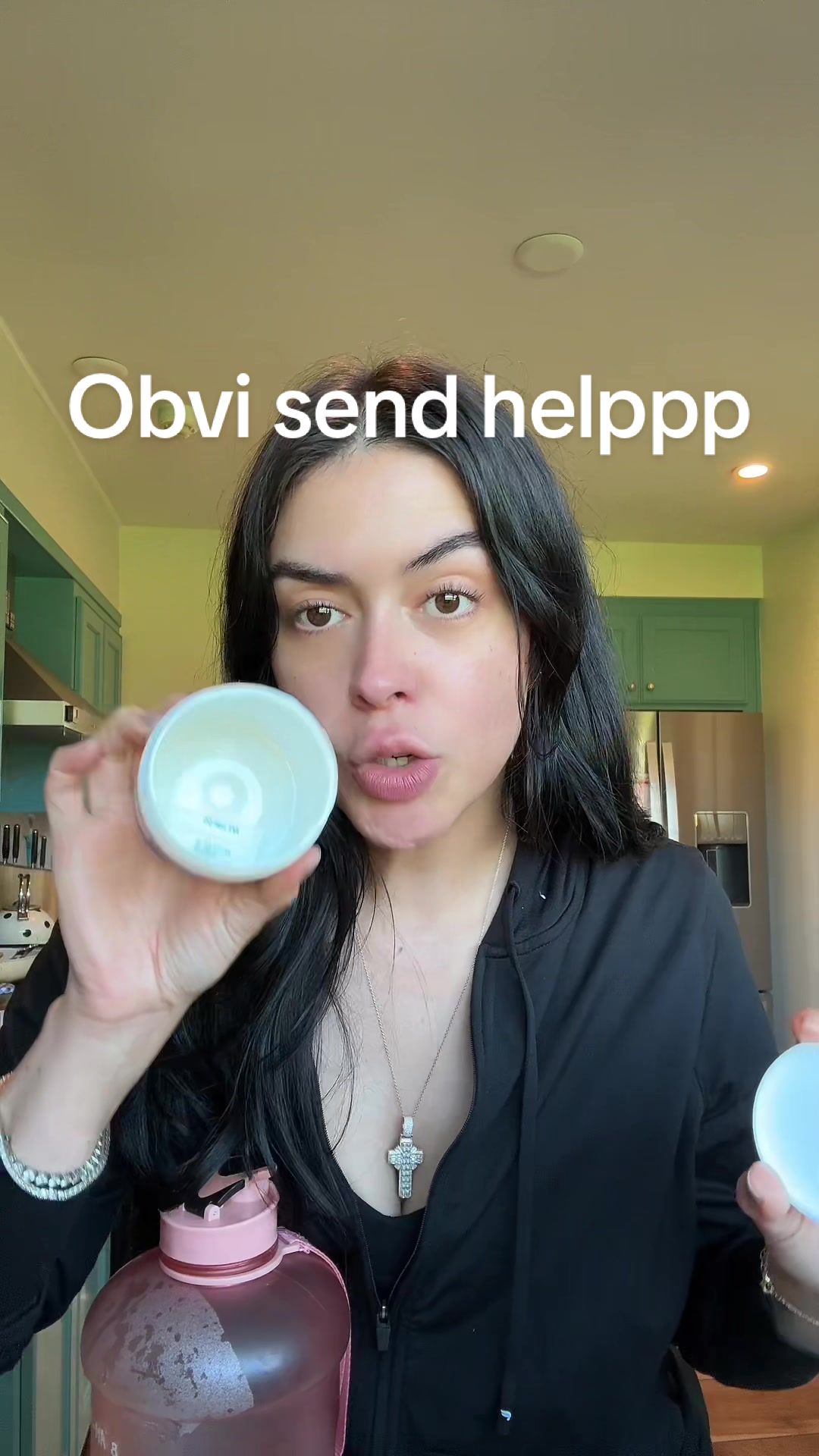 TikTok post by @yaresarauzz for Obvi. Caption reads: Obvi I need helpppp @Obvi #obvicollagenburn [...].
