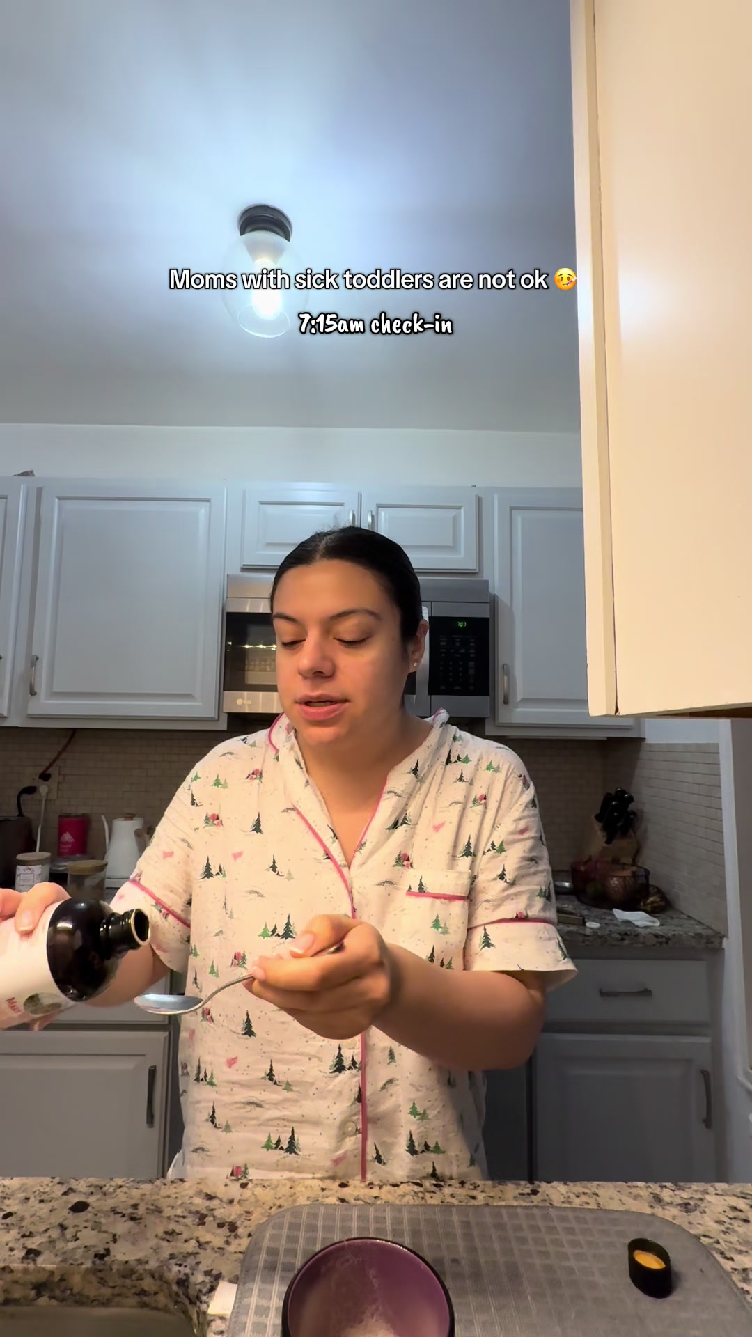 TikTok post by @nyctoddlermom for MaryRuth Organics. Caption reads: You know it’s bad when I’m wearing the same pjs....