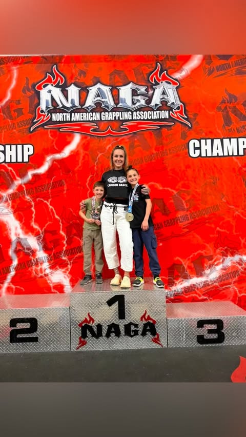 Instagram post by @kristivaccarowellness for Alchemize Fightwear. Caption reads: Naga recap: One of my BJJ goals this year was to....