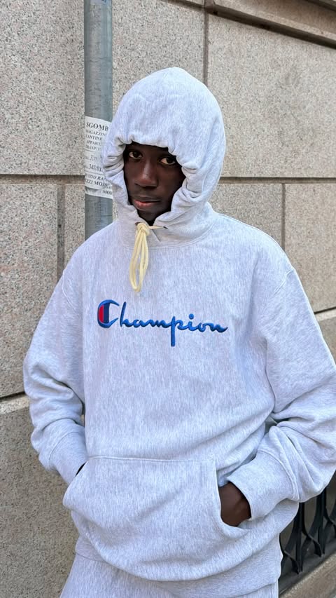 Instagram post by @its.khadim for Champion. Caption reads: Champion gear on me, feel good. @championeurope....