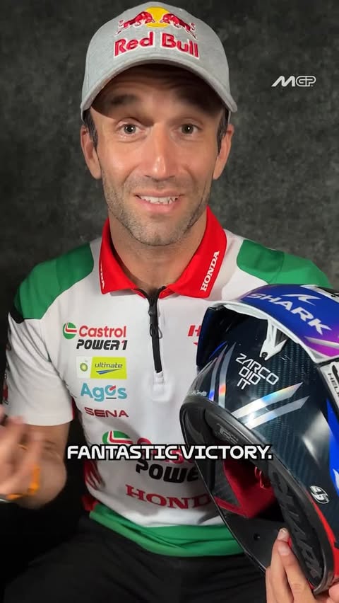 Instagram post by @lcr.team for SHARK Helmets. Caption reads: French colours 💙🤍❤️ + racing lines 🏍️ + purple....