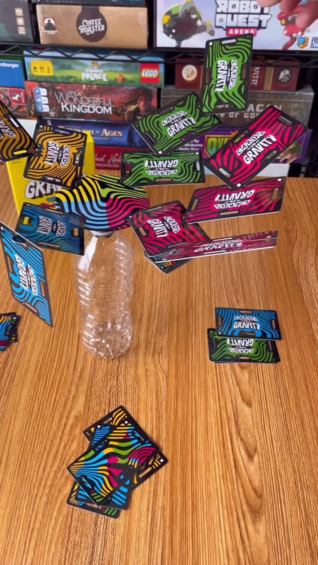 Instagram post by @tiktokboardgames for Big Potato. Caption reads: What goes up, must stay up 🍾🃏 Cards vs Gravity....