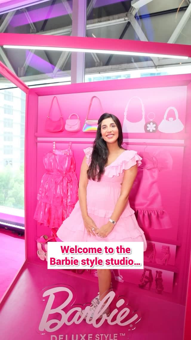 Instagram post by @simone.khambatta for Mattel. Caption reads: ✨💖Step into the universe of Barbie! 💖✨

This....