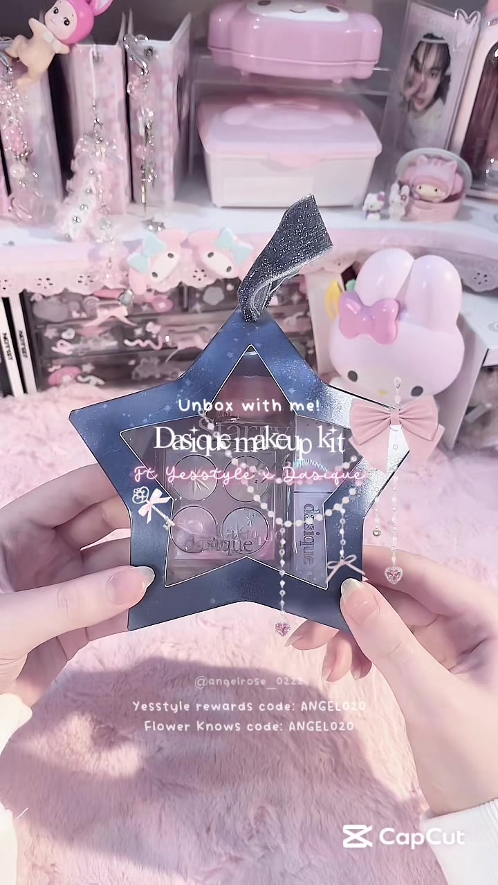TikTok post by @angelrose_0222 for Dasique. Caption reads: Dasique makeup kit🎀🪩✨ Don’t forget to use my....