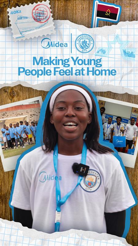 Instagram post by @mideaangola for Manchester City. Caption reads: Together with @mideaangola , we continue to create....