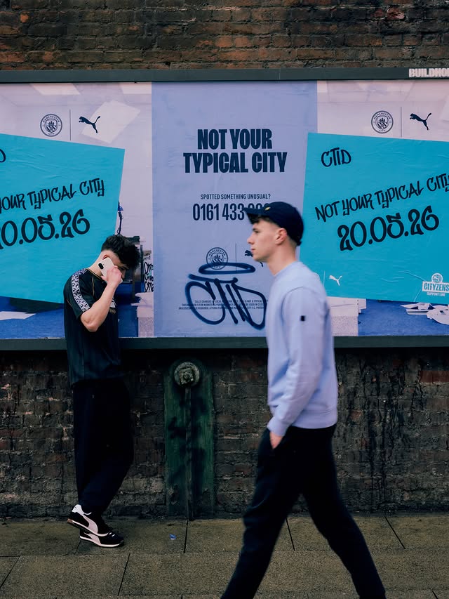 Instagram post by @mcfc.lads for PUMA Football. Caption reads: [...] your typical kit launch. @mancity....