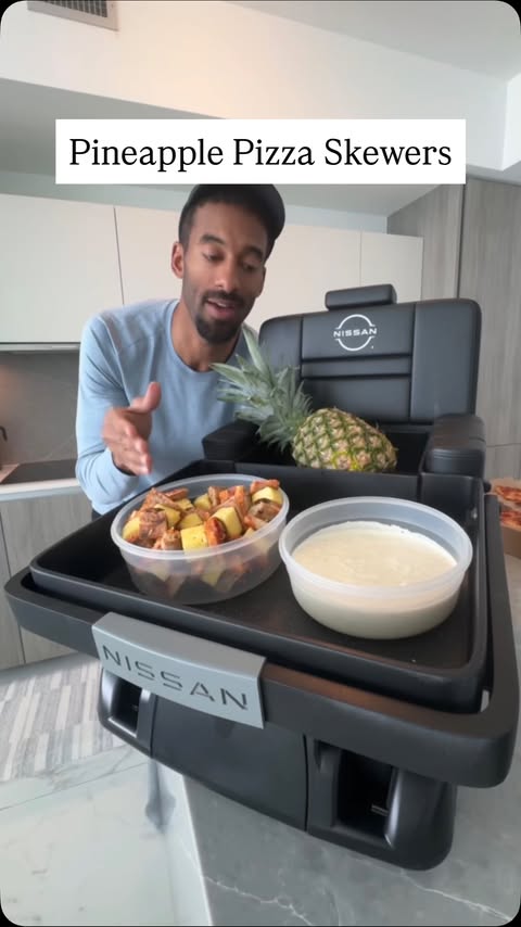 Instagram post by @mattjames919 for Nissan. Caption reads: pineapple belongs on pizza!🍍🍕 . & @nissanusa Dip....