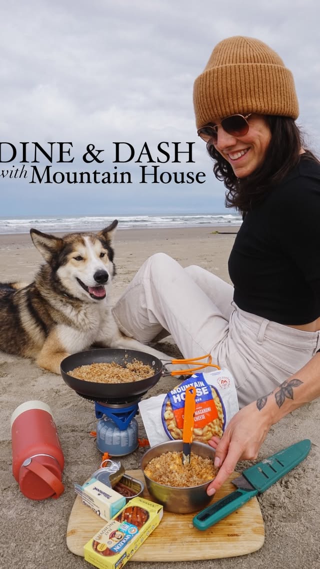 Instagram post by @kelseykagan for Mountain House. Caption reads: [...] adventurous eating-on-the-go best: Mountain....