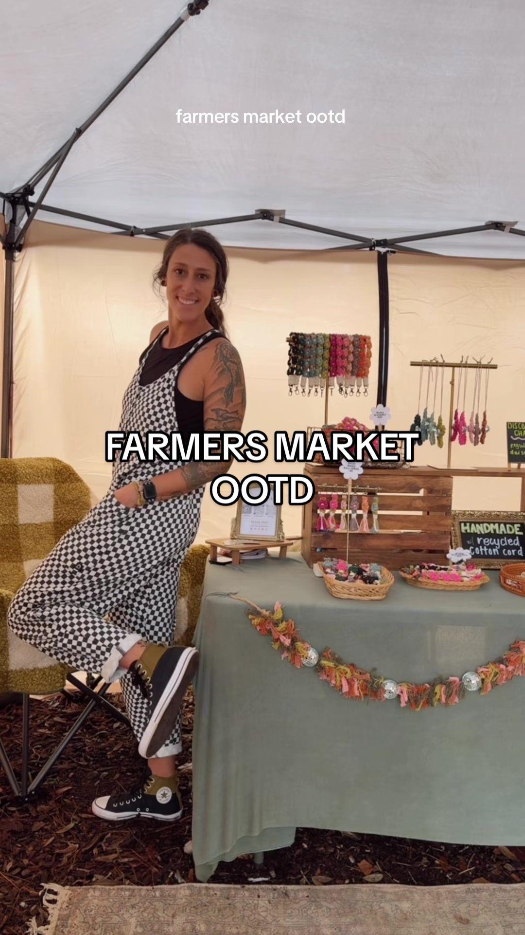 TikTok post by @kaileysteph_ for RAGS. Caption reads: [...] for a comfy + cute farmers market outfit....