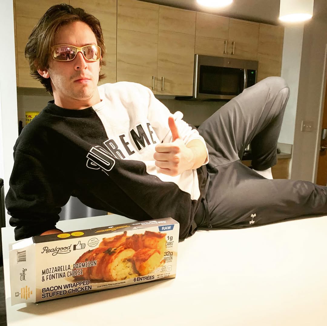 Instagram post by @jackatkins21 for Real Good Foods. Caption reads: #ad GIVEAWAY ALERT. I’ve been absolutely....