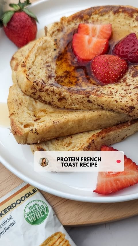 Instagram post by @shandi.lynn.martin for Clean Simple Eats. Caption reads: You'd never know 🤭 Protein Cinnamon Sugar French....