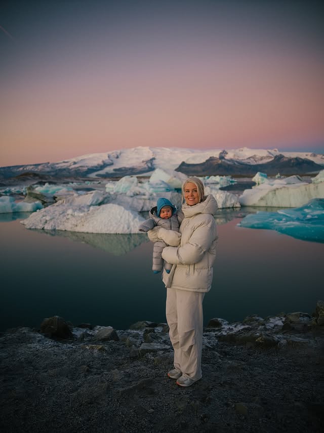 Instagram post by @asasteinars for 66°North. Caption reads: Jökull in front of a Jökull :) waking up....