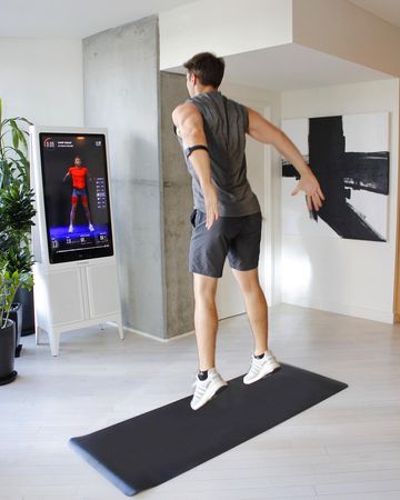 Instagram post by @nolanfunk for TEMPO. Caption reads: @tempo keeping up my fitness 🏋️Easily stored....