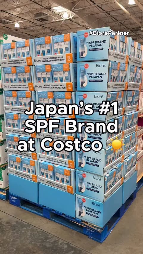 Instagram post by @costcohype for Bioré USA. Caption reads: Japan’s #1 SPF Brand at Costco! 💙 #BiorePartner....