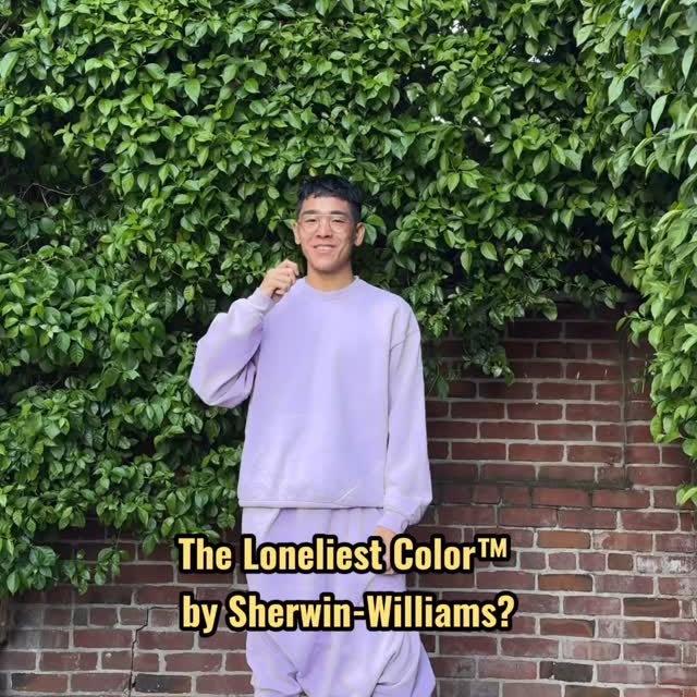 Instagram post by @andrewpolo_ for Sherwin-Williams. Caption reads: styling The Loneliest Color™ 2025 by....