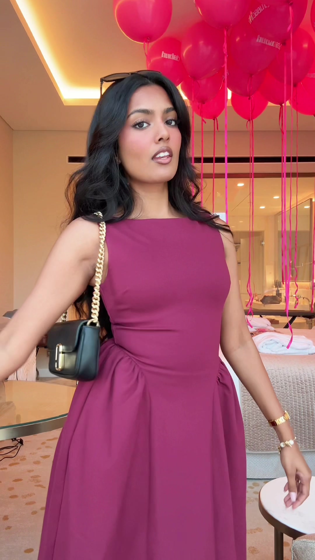 TikTok post by @dhivya.srii for Huda Beauty. Caption reads: Dubai was a dream! Stay tuned for something....