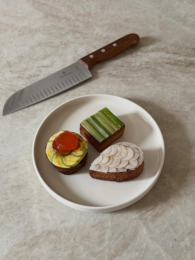Instagram post by @aromecassis for Victorinox. Caption reads: Spring canapés for @victorinox.unitedkingdom using....