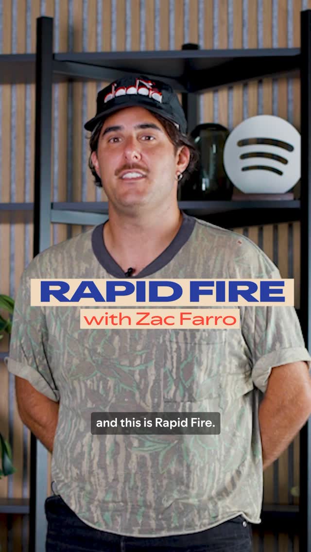 Instagram post by @zacfarro for Spotify. Caption reads: Fast answers. Hot takes. @zacfarro goes off in our....