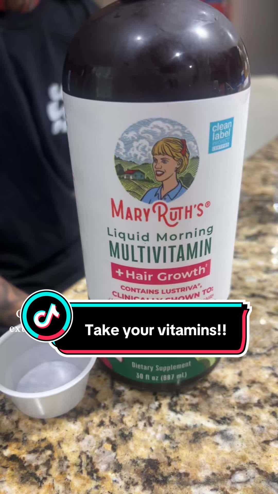 TikTok post by @o0mamap0o for MaryRuth Organics. Caption reads: Taking our daily dose of vitamins! @MaryRuth's....