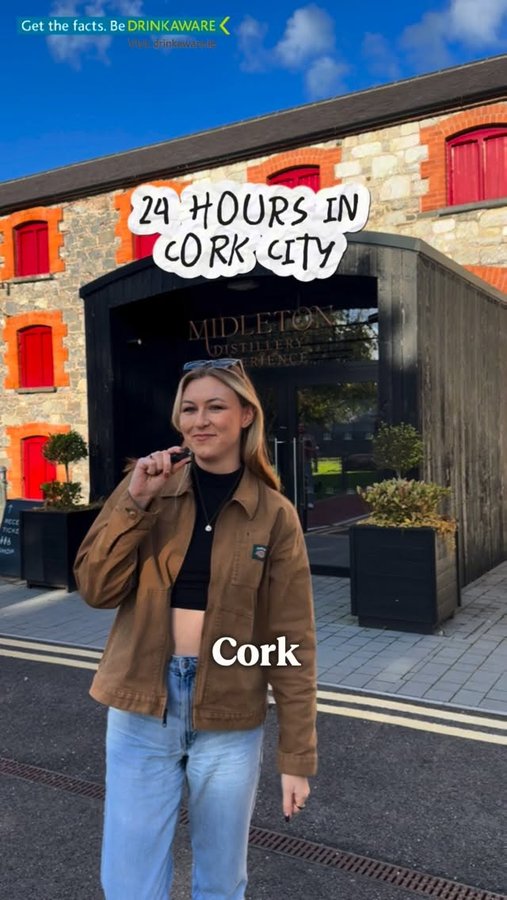 Instagram post by @eadaoinfitzmaurice for Jameson Whiskey. Caption reads: ✨ 24 hours in Cork? Here’s how to spend it! ✨....