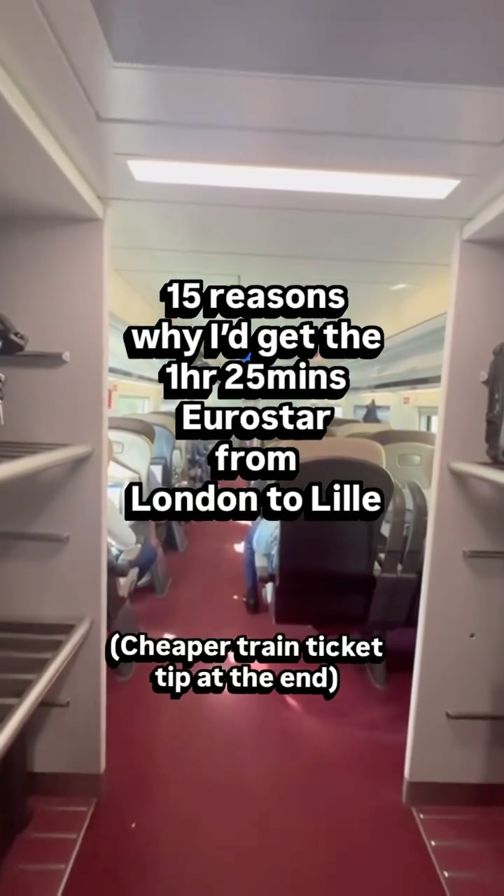 Instagram post by @no_fly_traveller for Trainline. Caption reads: It’s so easy to hop on a train to Lille from St....