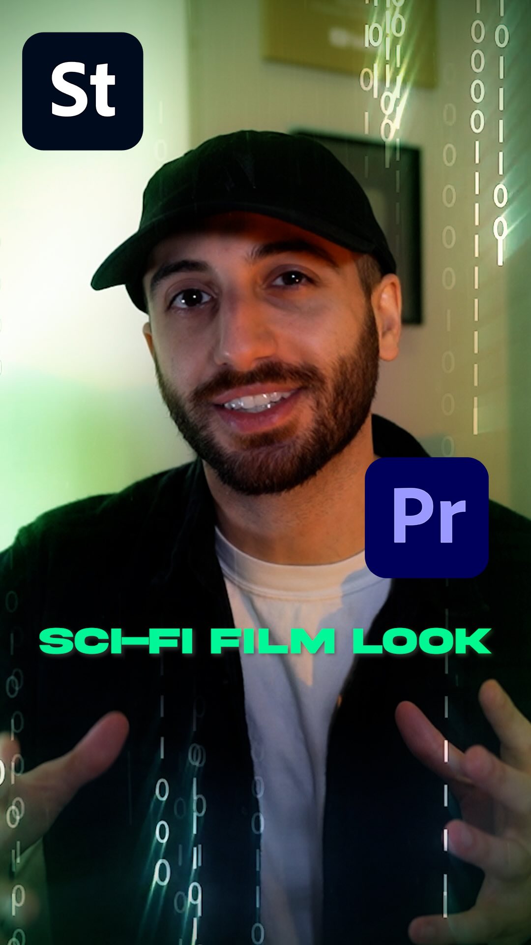 Instagram post by @justinodisho for Adobe Stock. Caption reads: Here’s how to create a futuristic “Sci-Fi” Film....