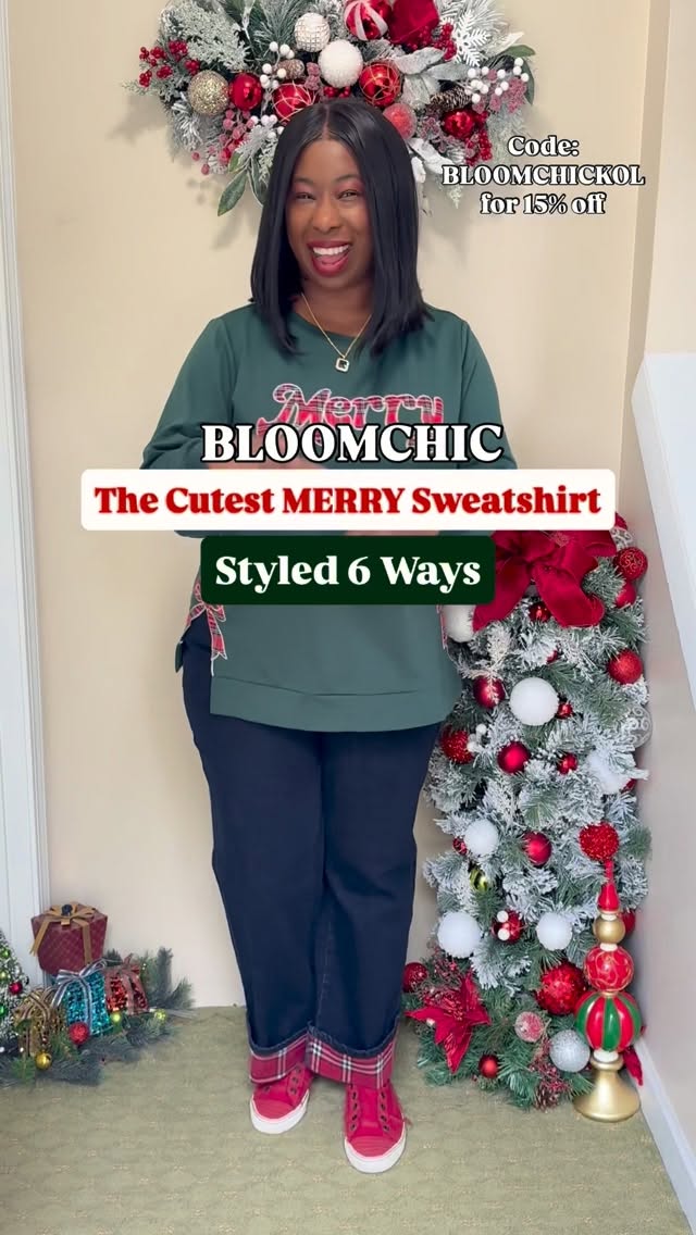 Instagram post by @laycelately for BloomChic. Caption reads: [...] this holiday sweatshirt from @bloomchic.....
