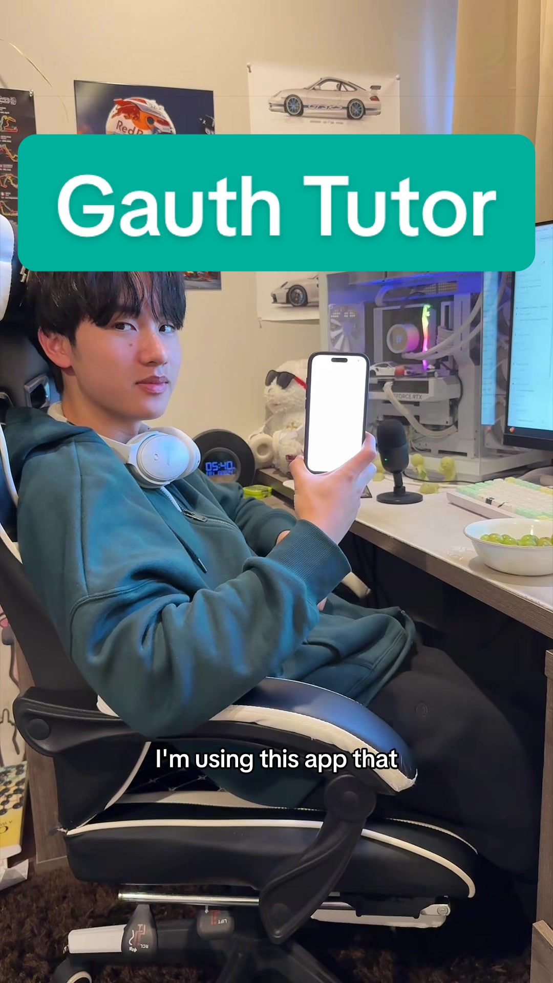 TikTok post by @michelletiang for Gauth. Caption reads: This is how Zachary studies for exams! #gauth....