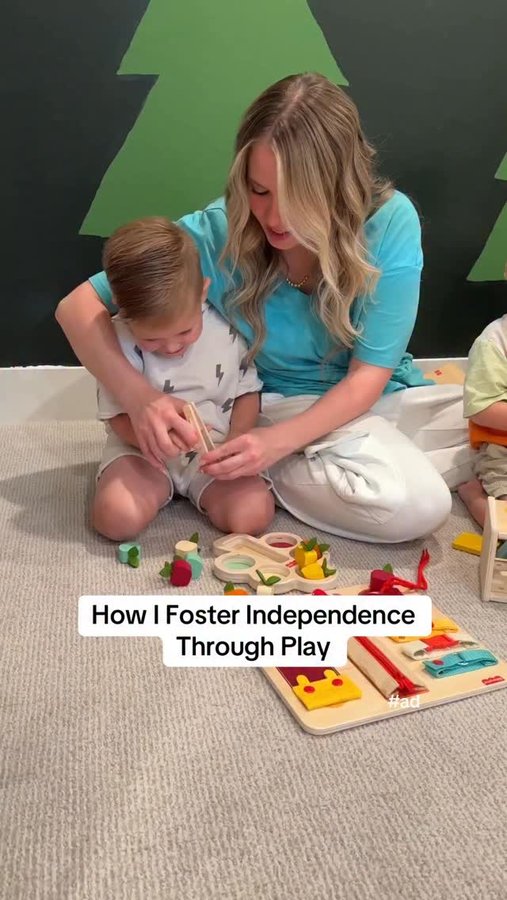 Instagram post by @livjowen for Fisher-Price. Caption reads: [...] independence over here 💛 With our....