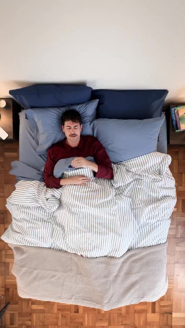 Instagram post by @veryharryhill for Brooklinen. Caption reads: [...] season but only 1 to stay in bed:....