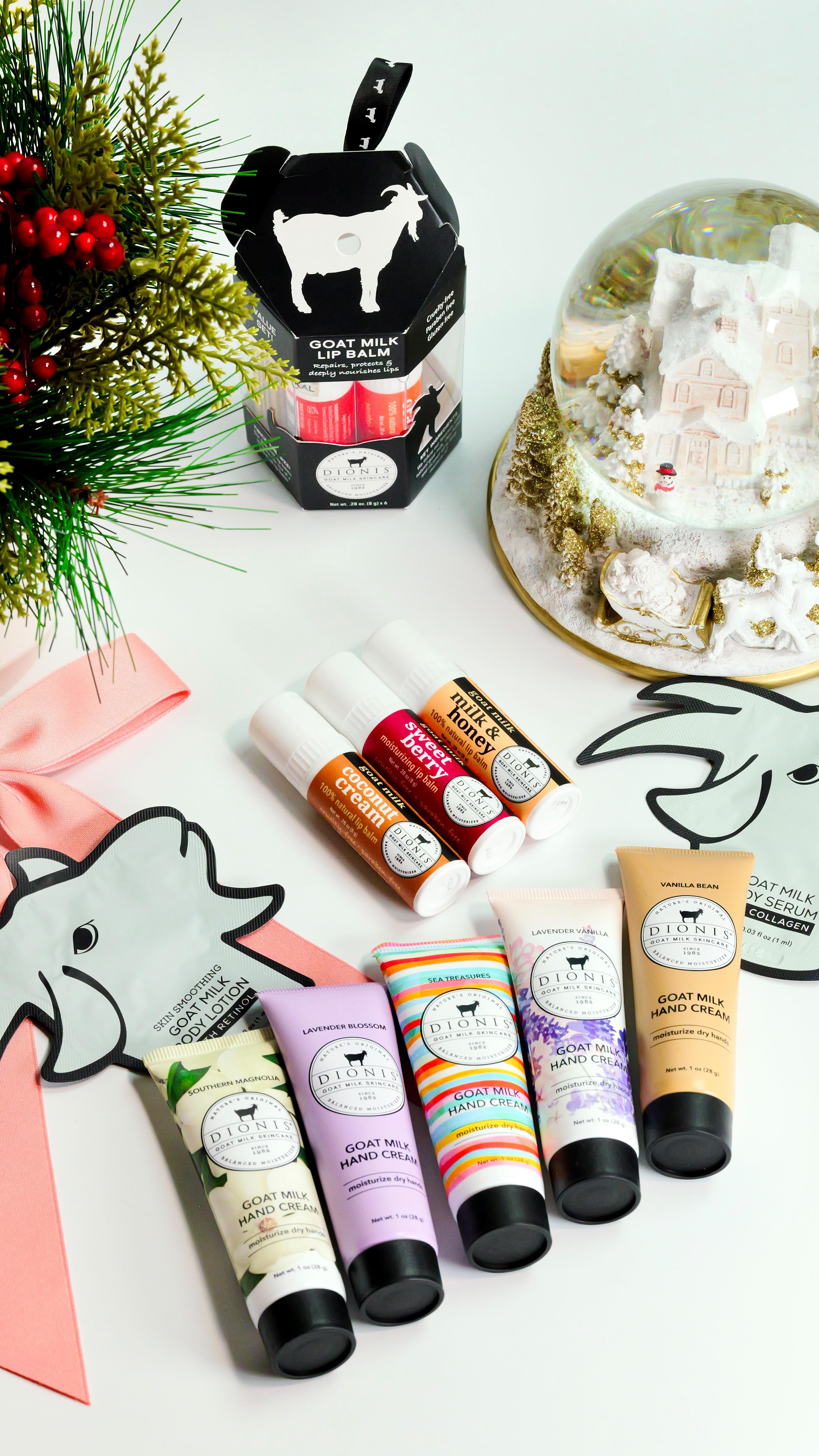 Instagram post by @kellsy2901 for Dionis Goat Milk Skincare. Caption reads: @dionisskincare is officially on my holiday gift....