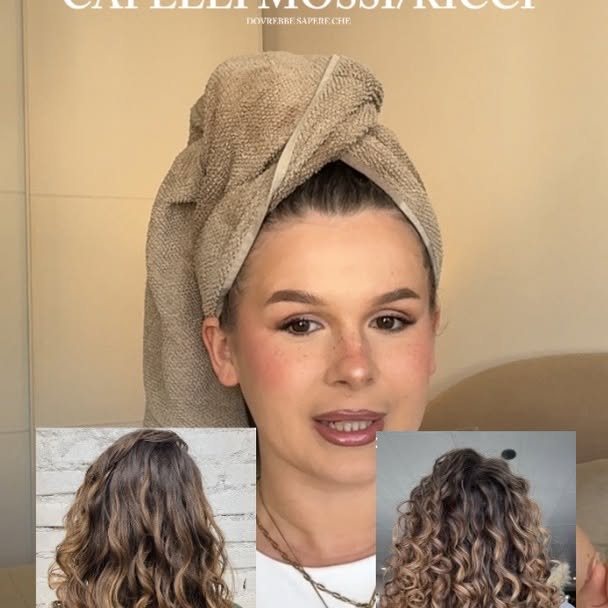 Instagram post by @mariana__lohin for BounceCurl. Caption reads: Routine per capelli mossi 2c/3a ✨🐚

PRODOTTI....