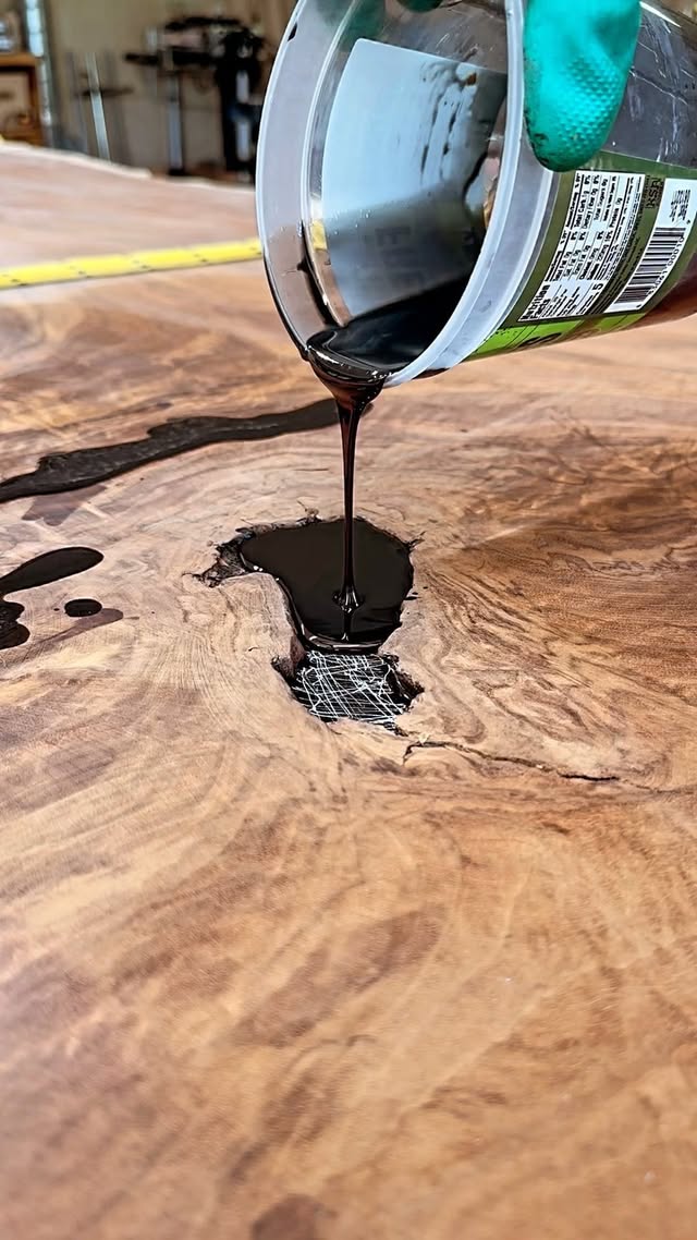 Instagram post by @sunnyrock_woodworks for TotalBoat. Caption reads: [...] cure high-performance epoxy resin from....