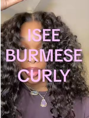 TikTok post by @shaye.belle for ISEE Hair. Caption reads: [...] Curly Wear and Go Glueless Wig from....