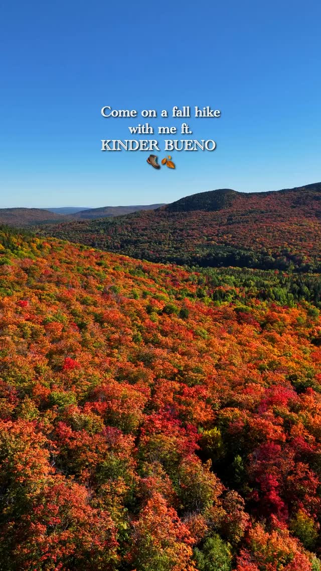 Instagram post by @ferlattez for Kinder. Caption reads: 🍂 Come on a hike with me to chase fall colours in....