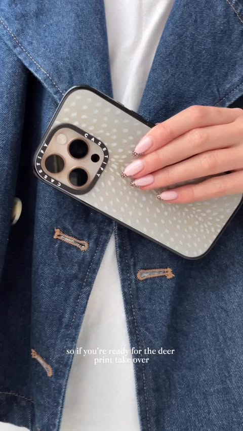 Instagram post by @hannah.ugc.creative for CASETiFY. Caption reads: Deer print is going to be the go to print in 2026....