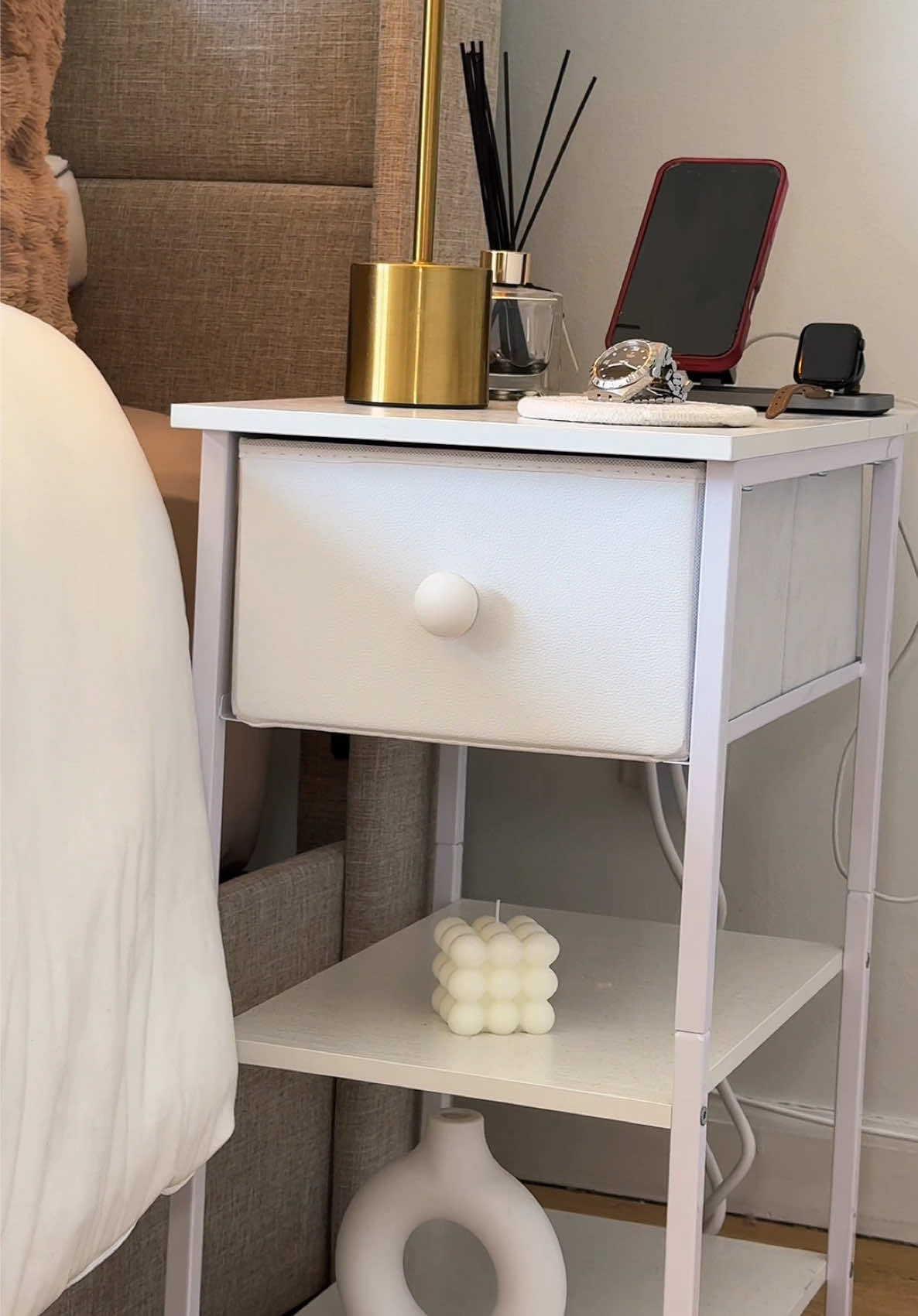 TikTok post by @leila_ugc3 for Sweetcrispy S. Caption reads: [...] that can be used as nightstand. @Sweetcrispy....