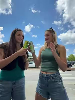 TikTok post by @katiewakefielddd for Hyburst. Caption reads: nothing better than finding your favorite bev in....
