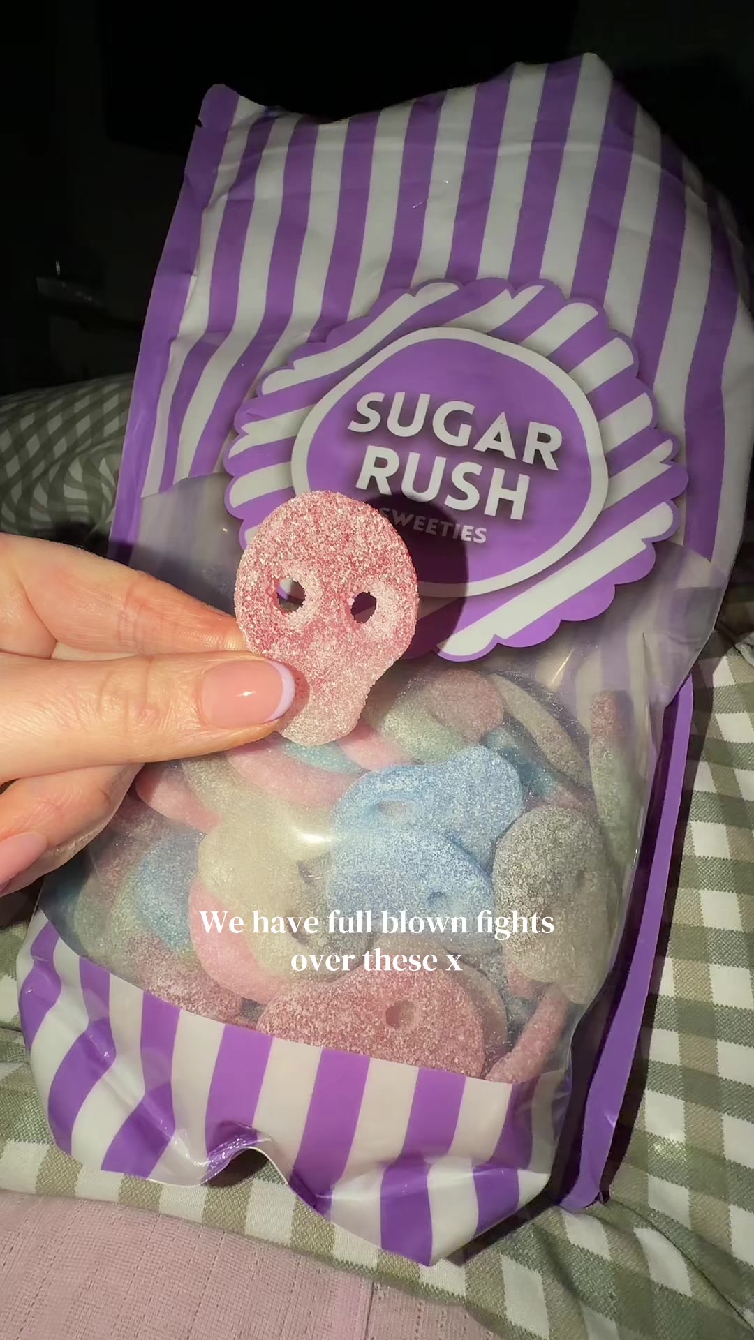 TikTok post by @lipstickandliving for Sugar Rush Sweeties. Caption reads: [...] Wondering who will notice first....