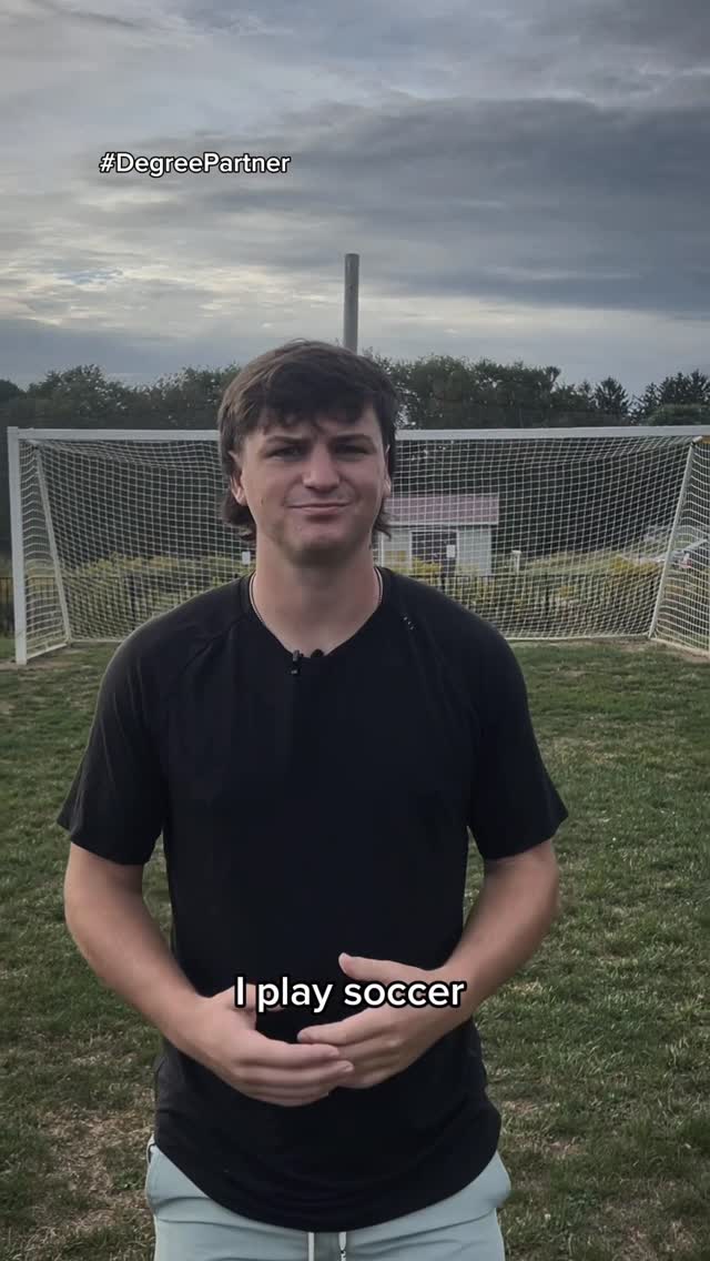 Instagram post by @theokicksballs for Degree. Caption reads: #DegreePartner You can stay dry and don’t have to....