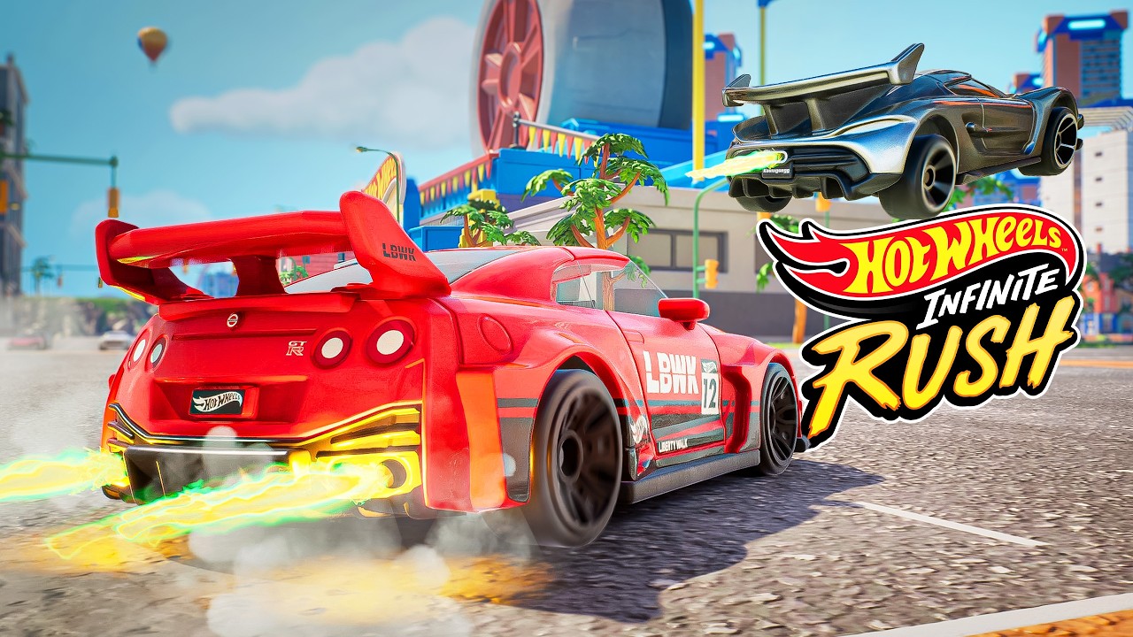 YouTube post by @BlackPanthaa for Shop Titans. Caption reads: They Let Me Play Hot Wheels Infinite Rush Early.......