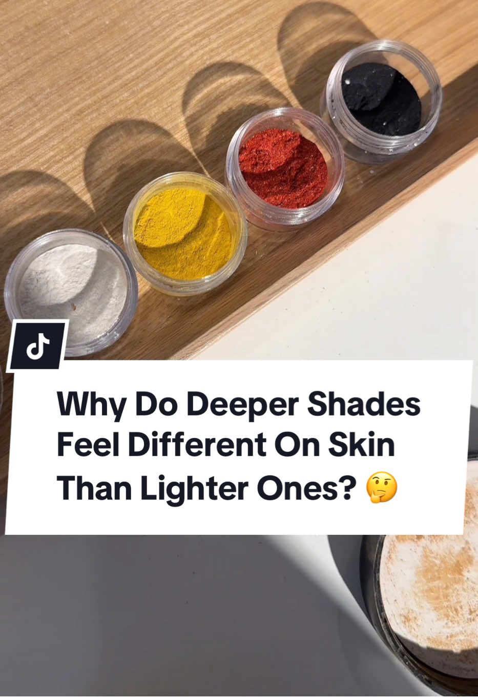 TikTok post by @thelipsticklesbians for bareMinerals. Caption reads: Did you know, darker pigments in beauty products....