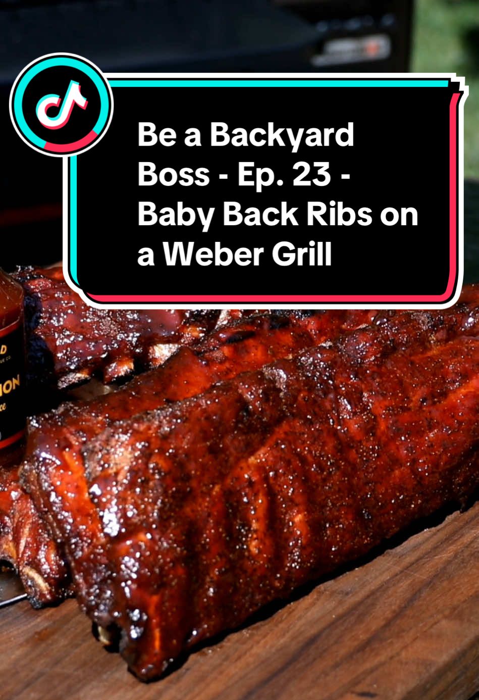 TikTok post by @sweetbabyrayscatering for ThermoPro. Caption reads: [...] Weber Grill using the @TempSpike by....