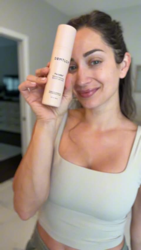 Instagram post by @kristin.jt for DRMTLGY. Caption reads: [...] FacialRX Brightening Moisturizer from....