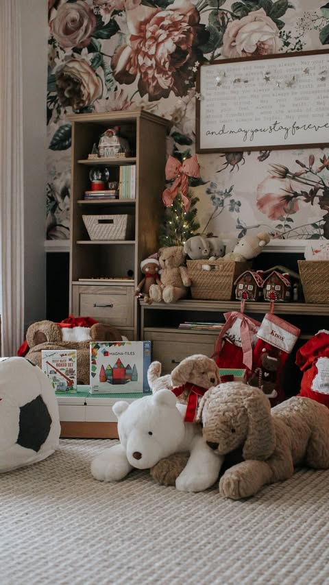 Instagram post by @bayliss.storybook for Pottery Barn Kids. Caption reads: Sprinkling a little North Pole magic in the....