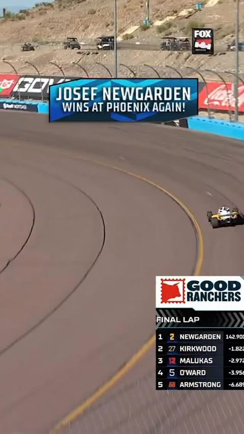 Instagram post by @indycaronfox for Good Ranchers. Caption reads: [...] AT PHOENIX RACEWAY! (Presented by....