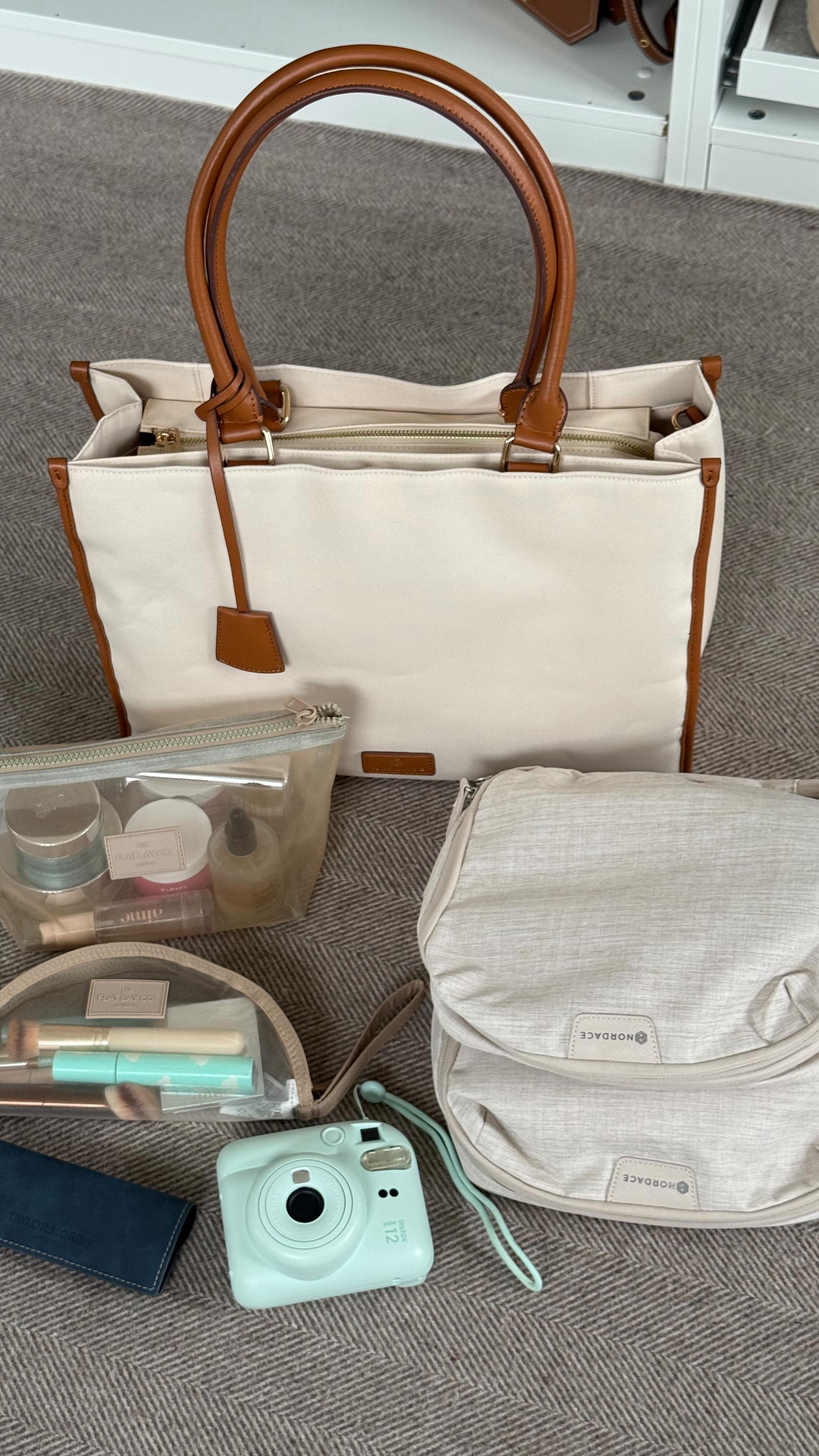 Instagram post by @kati.hamblin for Nordace. Caption reads: [...] in My Tote for a 48-Hour Getaway....